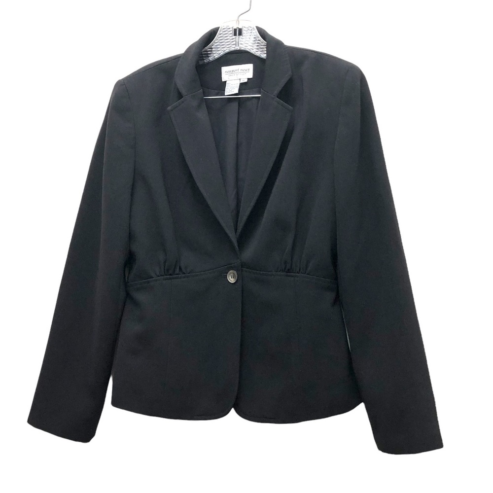 Newport News Skirt Suit Long Sleeve Jacket & Knee High Skirt W Size 10 Black